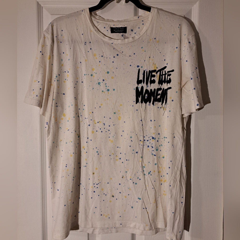 ZARA man men's t-shirt in white size L.